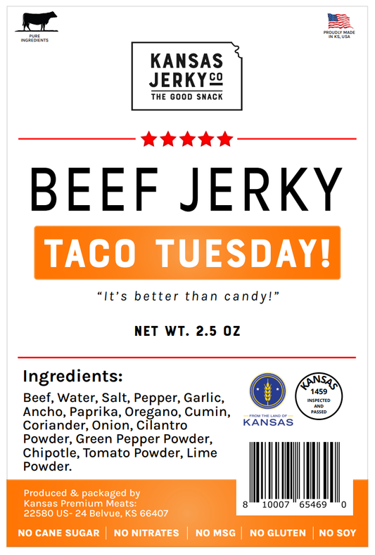 Beef Jerky - Taco Tuesday (5 bags - ships to Kansas addresses only)
